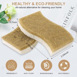 12 PCS Esponjas de Cocina Naturales,Esponjas de Limpieza de Cocina,Esponja de Doble Cara ,Respetuosa con El Medio Ambiente,Sin Arañazos,Esponja Ecológica para Lavar y Limpiar,Secado Rápido,Sin Olor