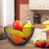 Wire Fruit Basket Black Fruit Bowl for Kitchen Counter Wave