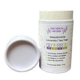 Frecuencia Natural Desodorante Lavanda Tea Tree, 100% Natural, Sin Aluminio, Pieles Sensibles, 70g