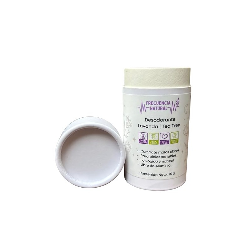 Frecuencia Natural Desodorante Lavanda Tea Tree, 100% Natural, Sin Aluminio,