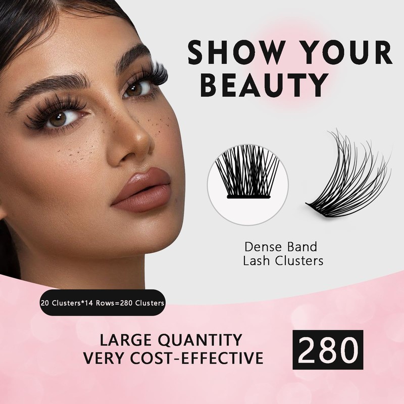 catlinez DIY Eyelash Extension Kit (9-16mm), 30D+40D DIY Cluster Eyelashes,