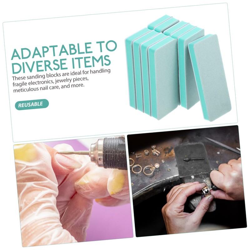 Outanaya 10pcs Dual-Sided Sponge Nail Buffer Blocks Finishing Sanding Sponges