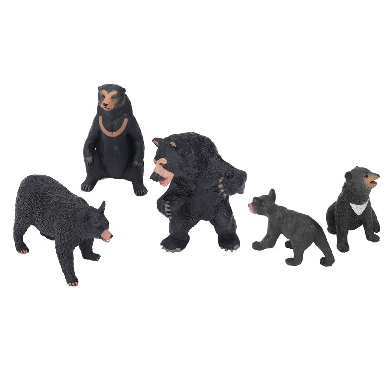5pcs Black Bear Figure Toys Realistic Wild Animals Bear Action