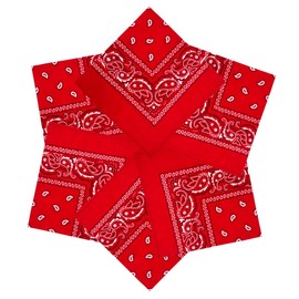 MDSTYLE 6 PCS 100% Cotton Bandanas 22” x 22" for Men & Women Paisley Handkerchief Headband Scarf Bandana (Red)
