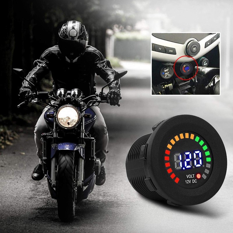 12 Volt Amp Meter Gauge, Akozon LED Voltmeter Ammeter, LED