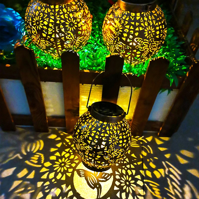 Patio Lawn Spherical Skeleton Projection Lamp Metal Butterfly Dragonfly Hummingbird