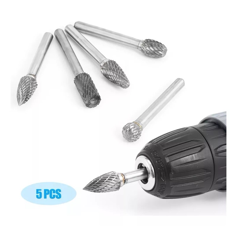 MIZETLI Rebabeadores Carburo Tungsteno Burr 1/4 5pzs Fresa Taladro