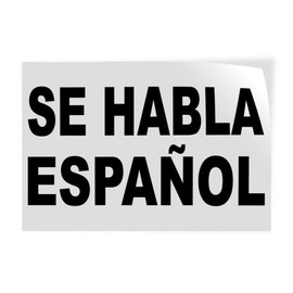 Decal Stickers Multiple Sizes Se Habla Espanol Black A Industrial Vinyl Safety Sign Label Foreign Languages 7x5Inches