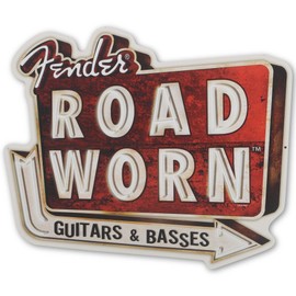 Fender Road Worn Guitars and Basses Metal Sign - Vintage Fender Wall Decor for Music Room or Man Cave