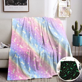 Cuddly Blanket Children, Unicorn Blanket, Cuddly Blanket Glows in the Dark, Unicorn Gifts for Girls, Super Soft and Warm Blanket, Bed Sofa, Fluffy Unicorn Blanket, Pink (Unicorn-01, 130 x 150 cm)