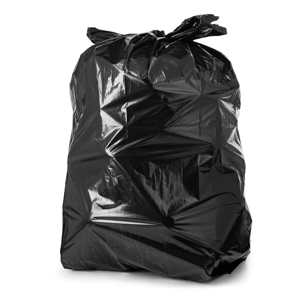 55 Gallon Trash Bags, (50 Count w/Ties) Large Black Garbage Bags.