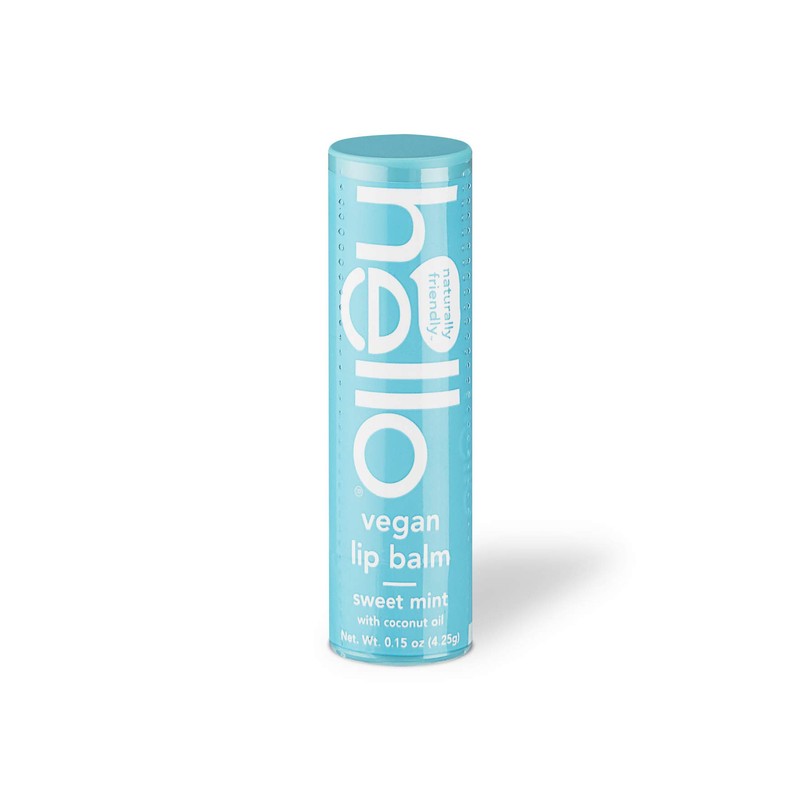 Hello Moisturizing Vegan Lip Balm, Sweet Mint, Beeswax & Petrolatum