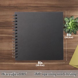 8 x 8 Inch Hardcover DIY Scrapbook Album 40 Pages (20 Sheets) Photo Album Mini Scrap Book Vintage Scrapbook for Wedding Anniversaries,Family Memories,Graduation, Travel (Black, 8 Inch 80 Pages)