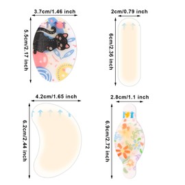 Gosknor 28pcs Gel Bandages, 4 Styles Gel Cushions Bandages for Heels Rectangle Cat Flower Moon Shape Cushions Pad Protection for Heel Toe Foot