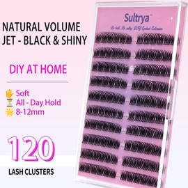 Sultrya DIY Lash Clusters 120pcs Individual False Eyelashes Eyelash Extensions Natural Wispy Full Volume Glam Look Faux Mink Lashes for Upper Lashes Individual Lashes for Daily or Party Wear (S07)