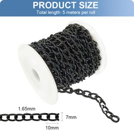 YZROHYI Link Chain Black 5 m, Metal Chains for Crafts, Aluminium Curb Chains, Coil Chain, Chain Jewellery Making Accessories, Jewellery Chains, Cable Chain Jewellery DIY, Chain Strap for Necklace