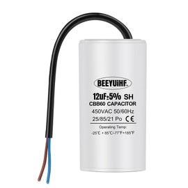 BEEYUIHF CBB60 450V 12uf Motor Capacitor, 50/60Hz Capacitors, Starting Capacitor with Cable, 12µF 450V Motor Capacitors for Electric Motor - 38 x 70 mm