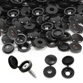 Black Screw Covers Caps, 200 Pcs Plastic Screw Cap Covers Black Folding Screws Heads Hinged Cover for Covering M4 Screw