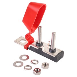 BUSSALIX TFB2AS Terminal Fuse Block for Multiple Batteries RV Vehicles Double Stud M6 (1/4") 58V DC Max Durable PPS Base PVC Cap Stainless Steel