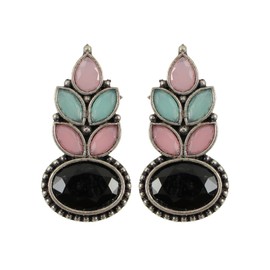 Ethnic Traditional Indian Antique Boho Silver Oxidized Jhumka Stud Earrings Women Jewelry