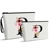 Vavabox 2 Pcs Initial Makeup Bag Set,Birthday Gifts for Women,Ideal