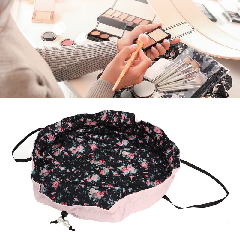 Drawstring Makeup Bags Cosmetic Bags Large Capacity Inner Zipper Pockets