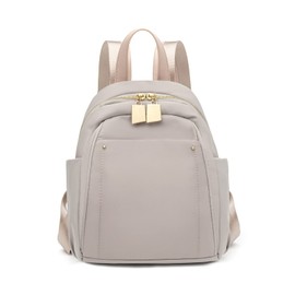 SUNLUTO Women's Backpack, Cute, Stylish, Simple, Mini Bag, Small, 8 Pockets, Large Capacity, Backpack, Adult, Individuality, Waterproof, Lightweight, Security Work, Travel, Oxford + PU Fabric, apricot