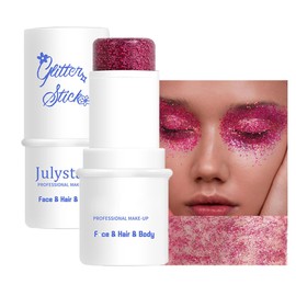 Face Body Glitter Stick, Mermaid Face Glitter Gel, Waterproof Fine Glitter for Face/Body/Hair/Eyes/Lip, Sequin Colour, Sparkling Face Glitter Makeup (#01 Rose Red)