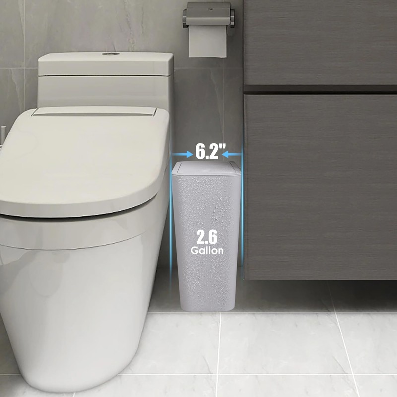 TIPGO Bathroom Trash Can with Lid, 10 Liter/ 2.6 Gallon