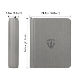 TCGUARD Toploader Binder,Holds 112 Toploaders, 4 Pocket Top Loader Binders for 3" x 4" Rigid Card Holders for Trading Cards or Sports Cards Binder (Gray)