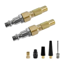 BWBWND 7PCS Heavy Duty Brass Air Nozzle with Quick Connector, Screw On Tire Inflator Chuck Air Needle w/Adapters, No Break Ball Needle Twist-on Chucks for Tire Inflator Gauge Compressor