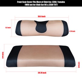 CLUBRALLY Golf Cart Seat Cover for Club Car, EZGO, Yamaha, Large Breathable Bench Seat Covers, Washable Polyester Mesh Cloth without Logo-Beige Yellow&Black