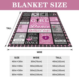 Dance Gifts for Girls, Dance Recital Gifts 50x60 Inch Dance Blanket Ballet Gifts Gifts for Dancers Ballet Blanket Gymnastics Blanket Christmas Thanksgivings Gifts for Dance Lovers