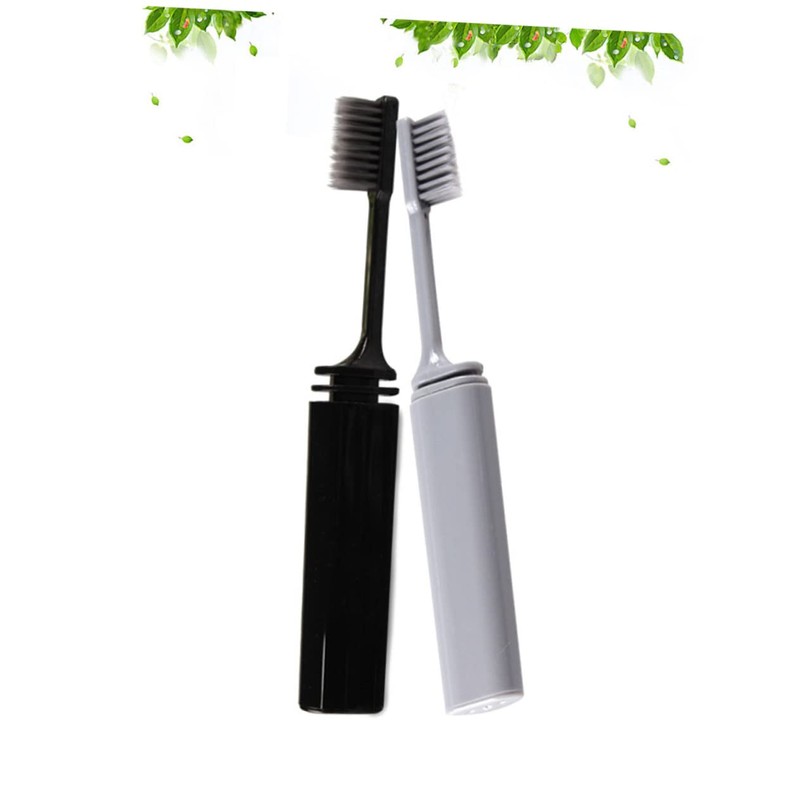 Baluue 4pcs Portable Bamboo Charcoal Toothbrushes for Travel Ergonomic Design