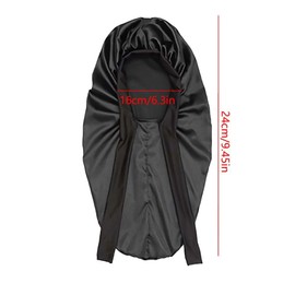 Long Satin Bonnet for Women,Braid Bonnet Silk Bonnet,Elastic Silk Bonnet for Sleeping Women Long Hair,Hair Sleeping Cap with Tie Band,Night Cap Black