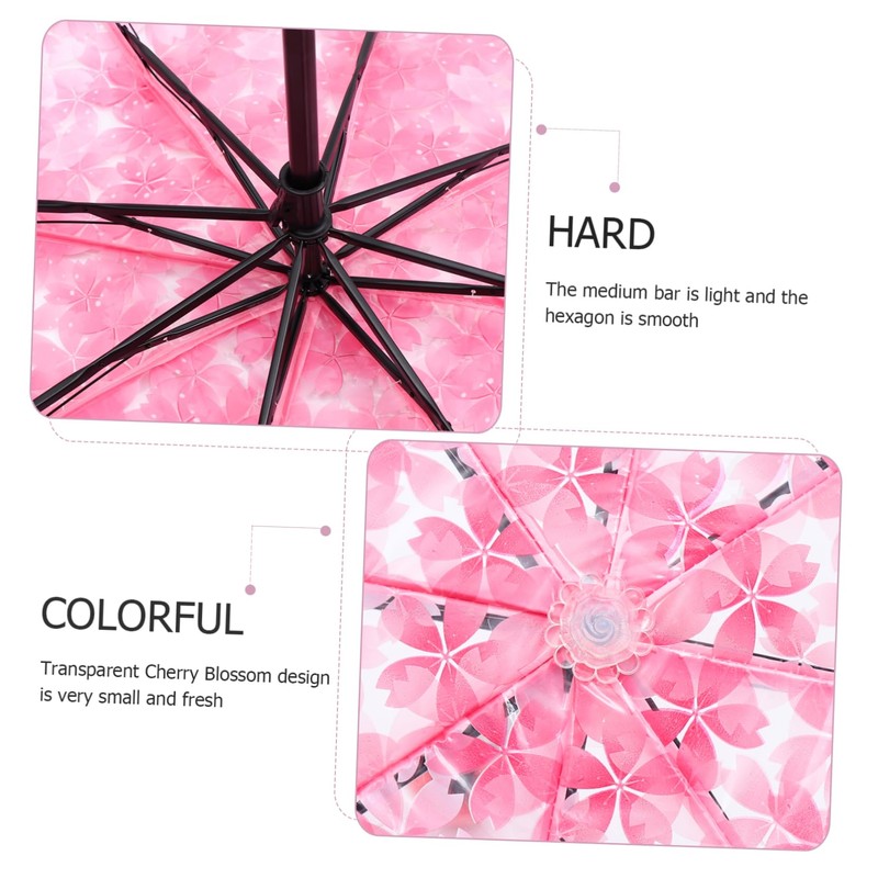 FRCOLOR Raining Folding Umbrella Transparent Travel Umbrella with Creative Floral