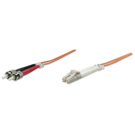 Intellinet Network Solutions Fiber Optic Patch Cable, LC/ST, OM2, 50/125, MultoMode, Duplex, Orange, 33 ft (10 m) LSZH Jacket 470445