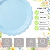 30 Pack Blue Scalloped 9 Inch Paper Plates, Disposable Flower