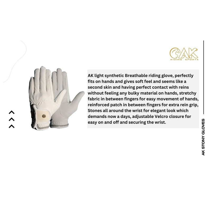 AK Horse Riding Gloves for Competition & Dressing with Crystal