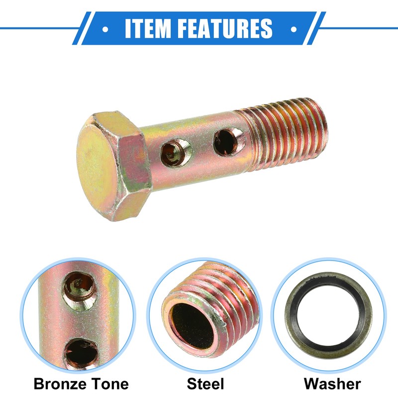 VekAuto Double Banjo Bolt Kit, M12x1.5 Length 45mm Metric Thread