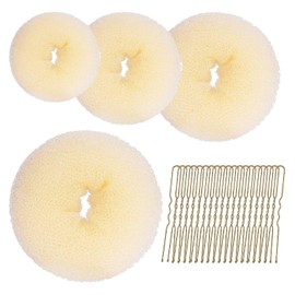 Funalix Donut Hair Bun Set,4 Stück Donut Hair Bun, 20 Stück U Clip Hilfsartikel, Haaraccessoire für Frauen, Mädchen und Tänzer (Beige)