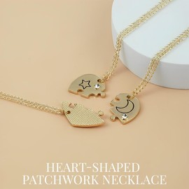 JEYORZY Pack of 3 BFF Necklace for 3, Friendship Necklace, Best Friendship Necklace, Girl, Heart Openwork Sticking, Magnetic Best Friend Necklace Pendant for Women, Friendship Jewellery Gift