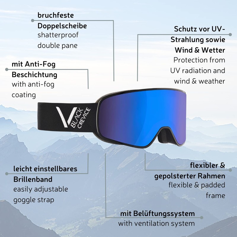 Black Crevice Unisex - Schladming Adult Ski Goggles White, Size