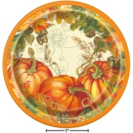 Unique Platos de postre redondos de calabaza de Acción de Gracias, 7 pulgadas, 8 unidades