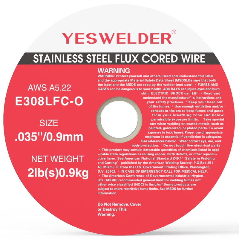 YESWELDER Stainless Steel Flux Cored MIG Welding Wire, E308LFC-O .035-Diameter,