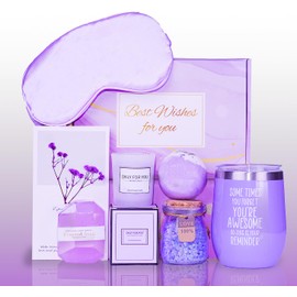 Birthday Gifts, Self Care Gifts, Get Well Soon Gifts, Unique Spa and Gift Basket Bath Sets for Women - Perfect for Birthdays, Christmas, Valentine's Day and Mother's Day (Purple)