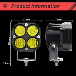 usparts888 2PCS 3inch Yellow LED Pods Light Cube Spot Beam Driving Lights Fog Lamp Fit Jeep