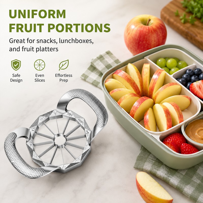 12-Slice Apple Cutter & Corer for Kitchen Prep – Stainless