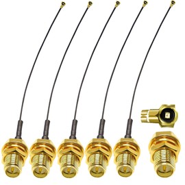 TUOLNK 5PCS IPX MHF4 to RPSMA Antenna 0.81mm Coax Cable, 6inch(15cm) IPEX UFL to RP-SMA Female Coaxial Cable, Low Loss U.FL RPSMA Coaxial Cable for Wireless Network, Mini PCI