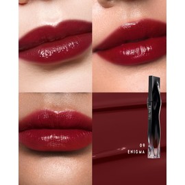 TIMEPHORIA Stellar Dust Lip Stain 09 Enigma, Transfer-Proof & Smudge-Proof Lip Gloss, Deep Red Brown Tinted Glossy Finish, High-Pigment Vibrant, Hydrating Lightweight Long-Lasting Lip Makeup for Women
